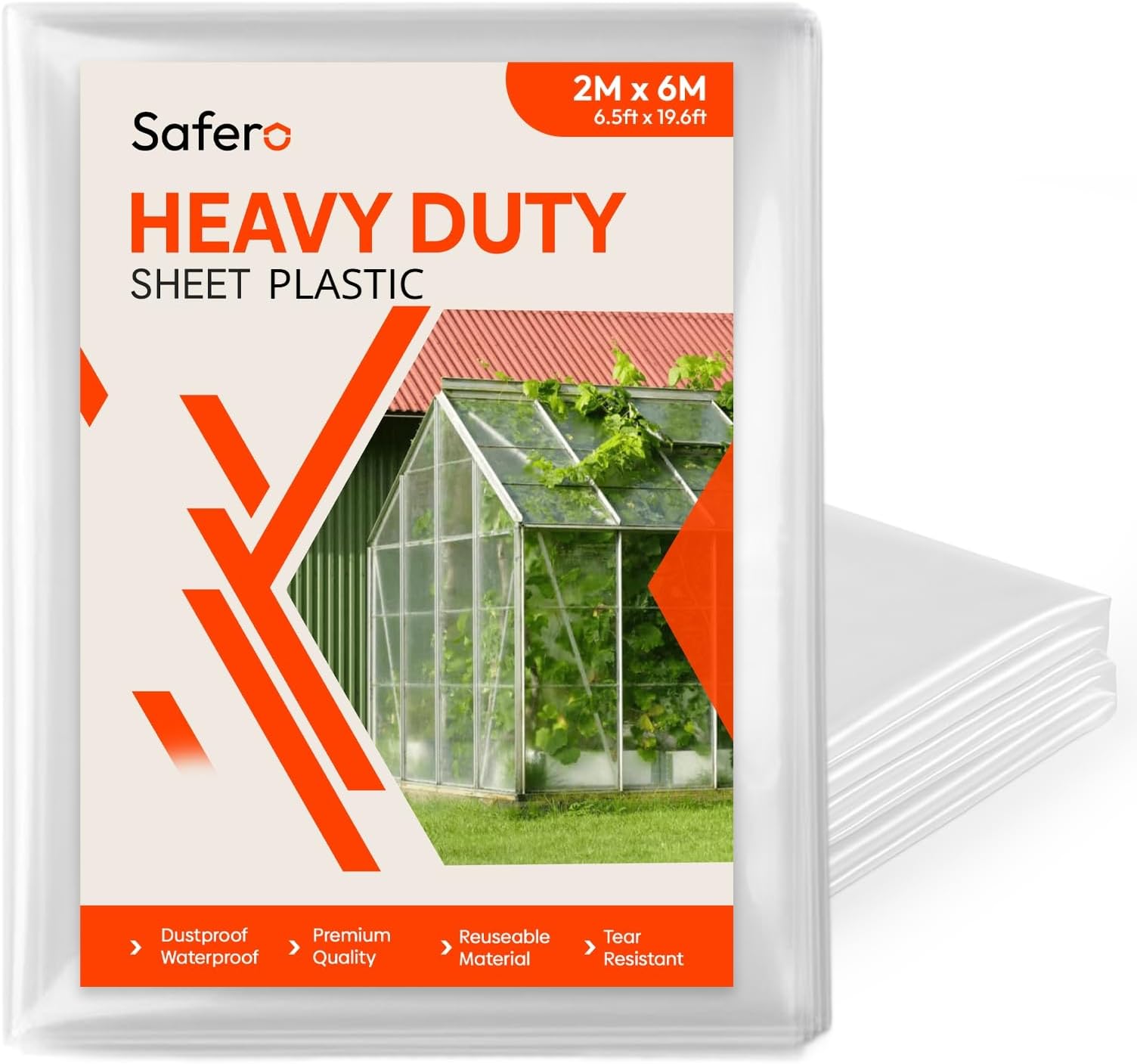 Clear Heavy Duty Plastic Sheeting 2 Meter x 6 Meter | Extra Thick 250mu (1000 Gauge) Polythene Sheet | Waterproof, Tear-Resistant Ground Cover DIY Dust Sheet, Insulation & Greenhouse Film