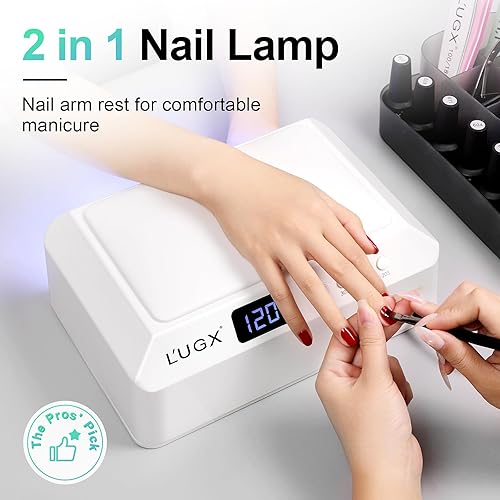 Miniatura 2 de L'UGX Lámpara profesional de secado de uñas para secadora de esmalte de gel de 72 W, luces LED UV con almohada para reposabrazos y bandeja