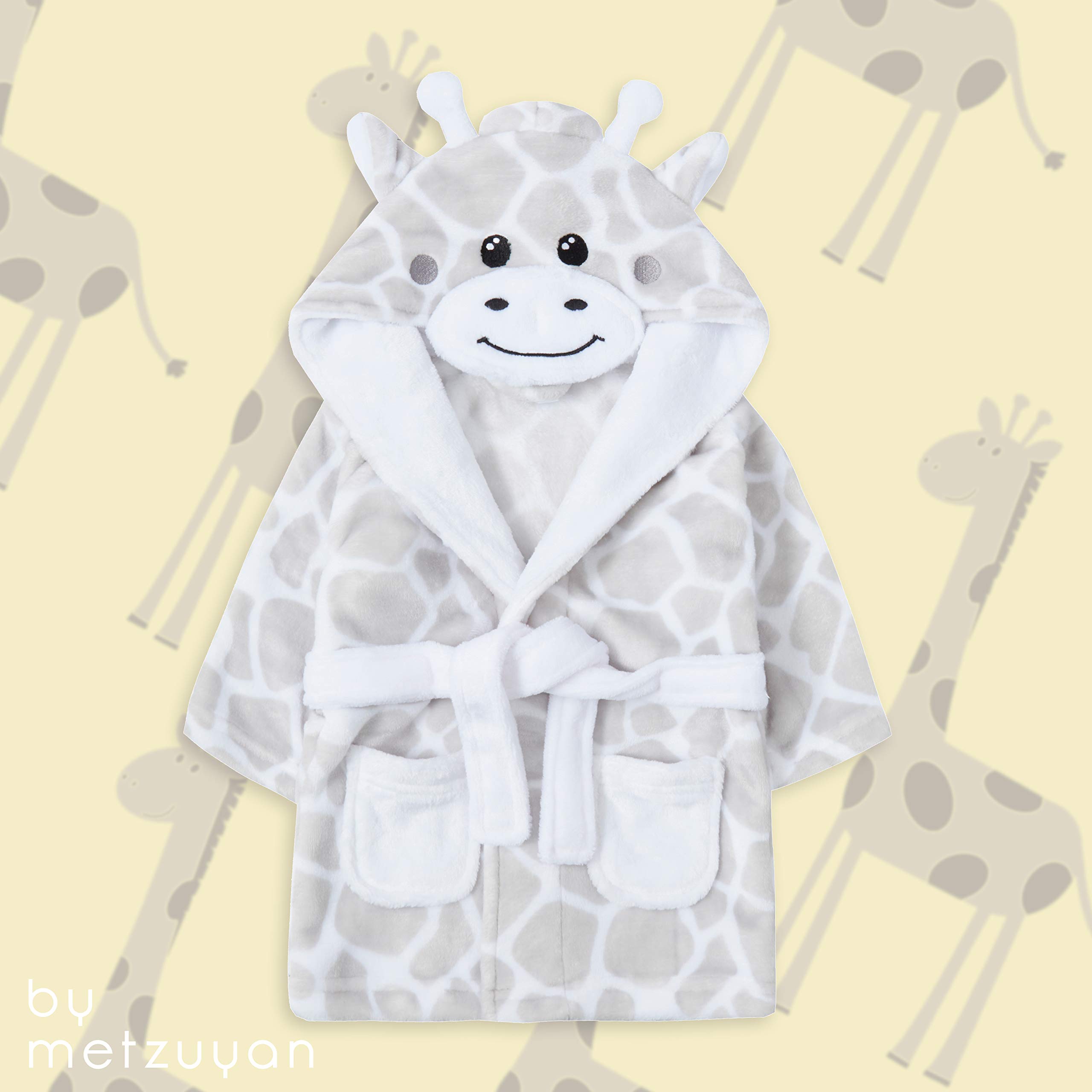 Peignoir bébé fille garçon en peluche motif girafe Metzuyan