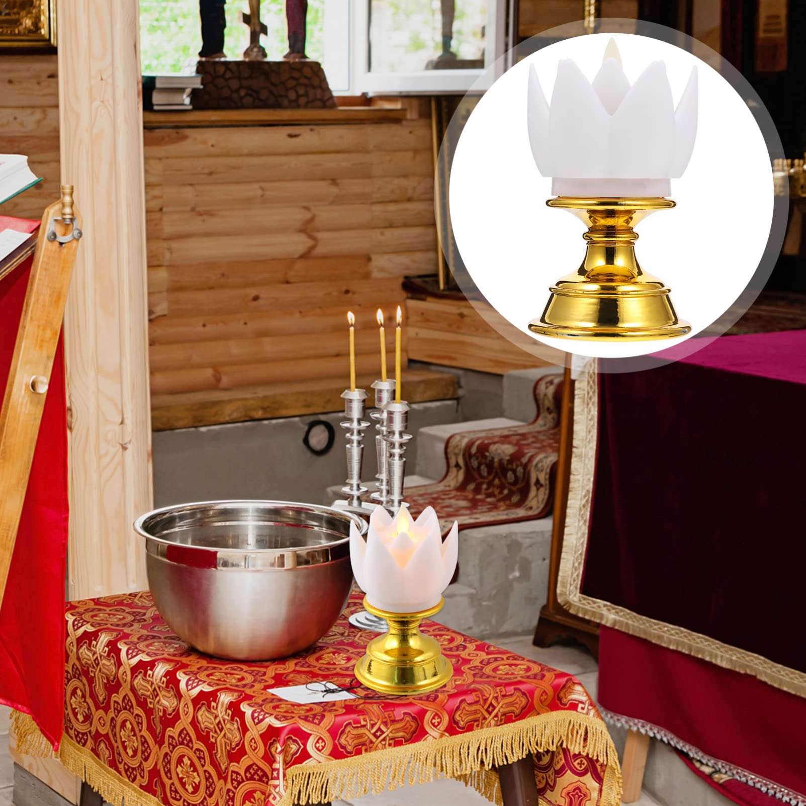 VICASKY 2pcs Led Lotus Lamps Buddha Lights for Home Decor for Worship and Meditation Elegant Lotus Material