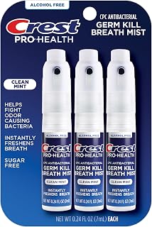 Crest Pro-Health Alcohol-Free Breath Spray Mist - Clean Mint, Portable CPC Freshener, Instant Breath Refresh 3-Pack (0.24oz)