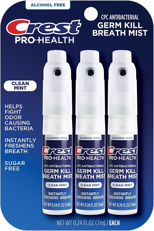 Crest Pro-Health | Portable Alcohol-Free CPC Mist with Clean Mint Flavor | Instant Fresh Breath - 3 Count (0.24oz/7ml) Breath Spray