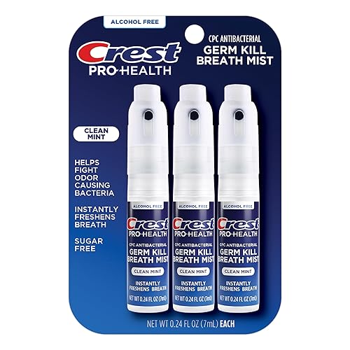 Crest Pro-Health  Espray portátil sin alcohol CPC con sabor a menta limpia  Aliento fresco instantáneo - 3 unidades (0.24 oz7 ml) de espray para el