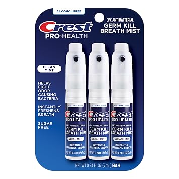 Crest Pro-Health | Portable Alcohol-Free CPC Mist with Clean Mint Flavor | Instant Fresh Breath - 3 Count 0.24oz/7ml Breath Spray