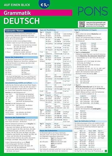 PONS Grammatik auf einen Blick Deutsch: Alle wichtigen grammatischen Themen auf einen Blick (PONS Auf einen Blick)