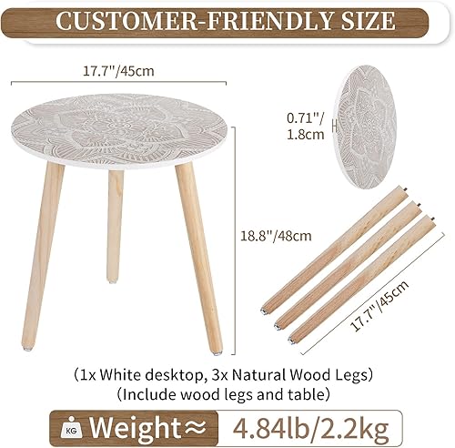Miniatura 3 de Hanobe Mesas auxiliares pequeñas y redondas para decoración de mesas auxiliares modernas de color blanco mesas de centro para sala de estar espacios