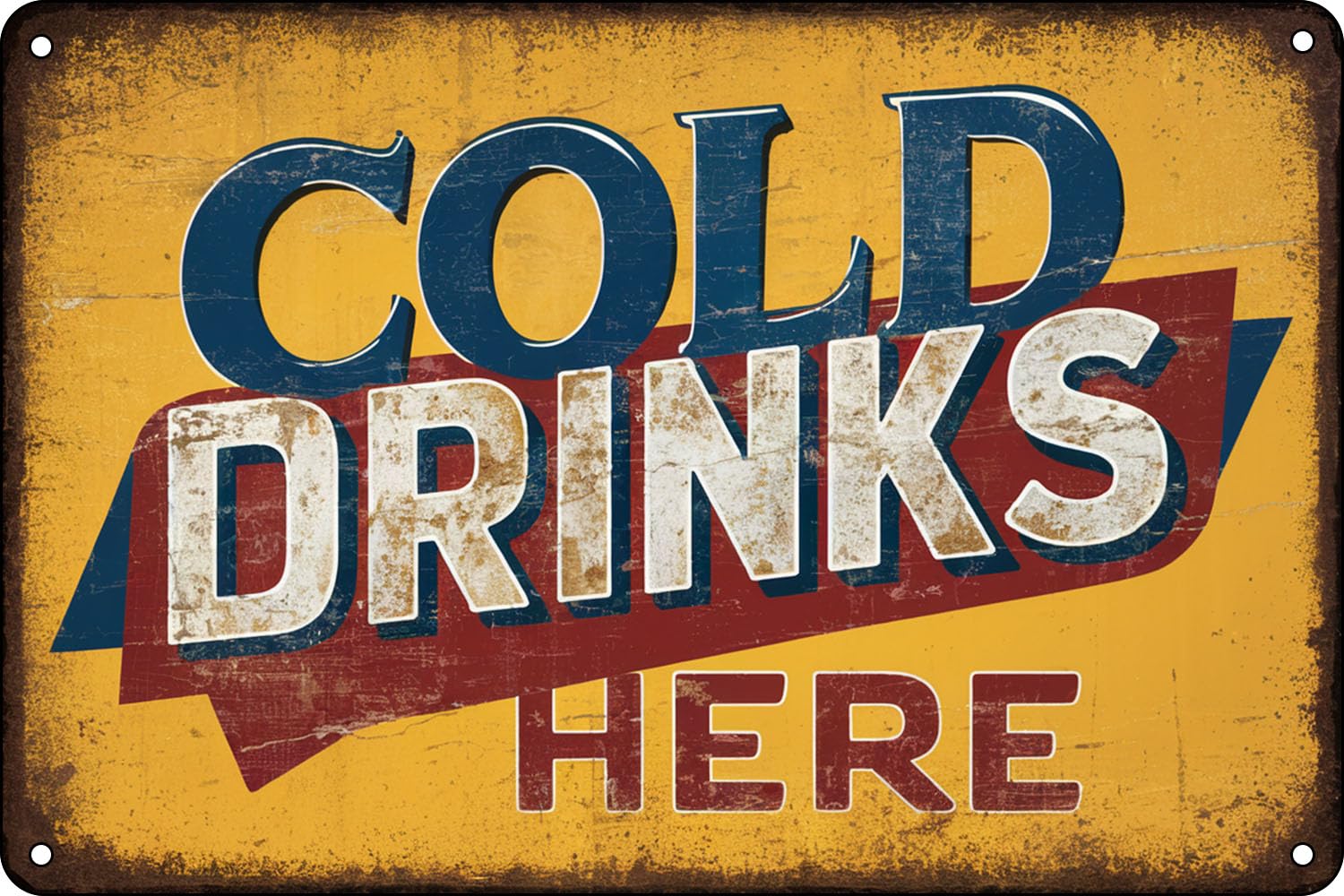 Cold Drinks Here Metal Tin Sign Vintage Art Poster Plaque Bar Kitchen Home Wall Decor 8x12 Inch