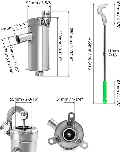 Miniatura 3 de QWORK Bomba de succión manual de acero inoxidable, bomba de chorro de agua más larga, potencia de succión más rápida, alta eficiencia de trabajo