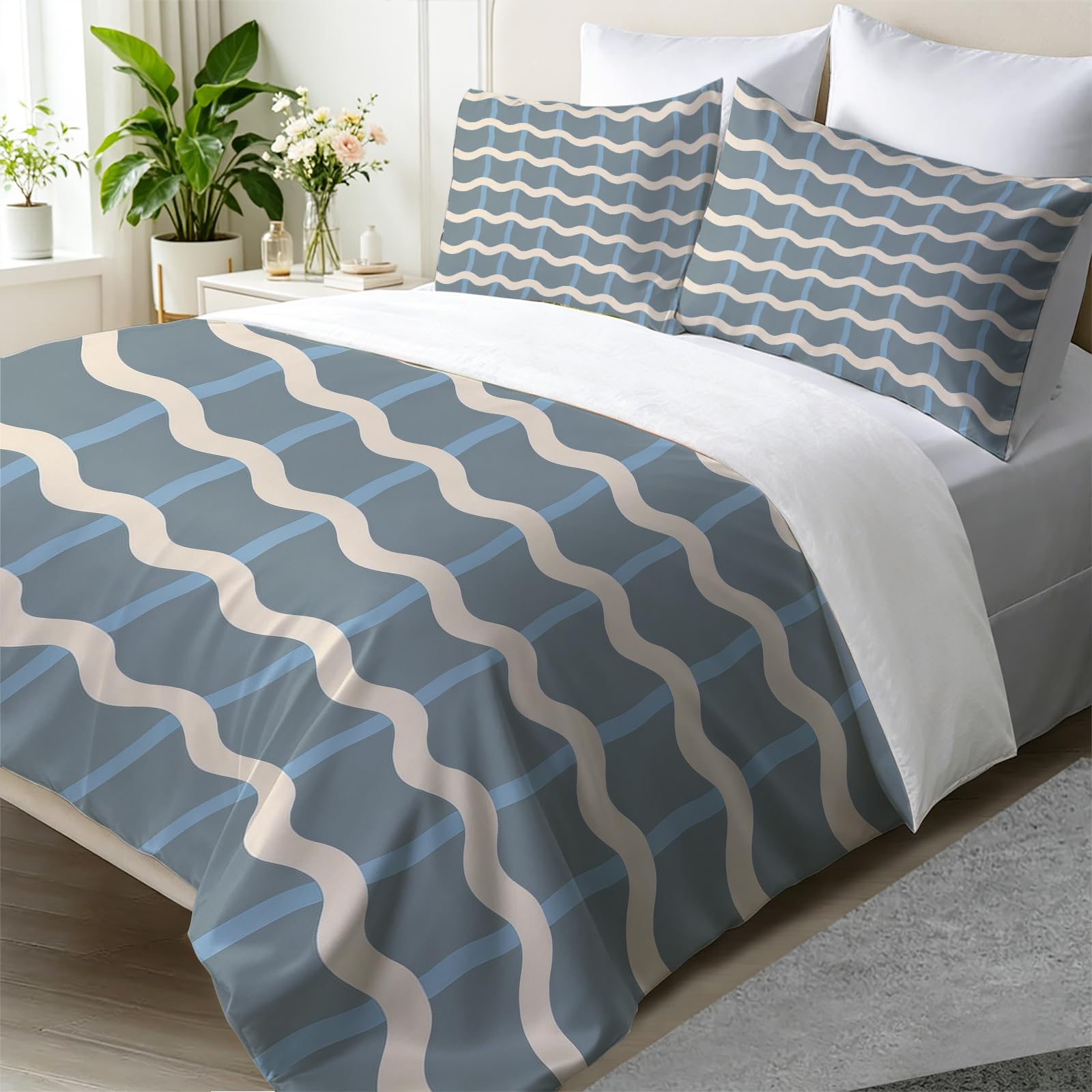Housse de couette 135x200cm bleu clair pour créer un cocon zen dans la chambre