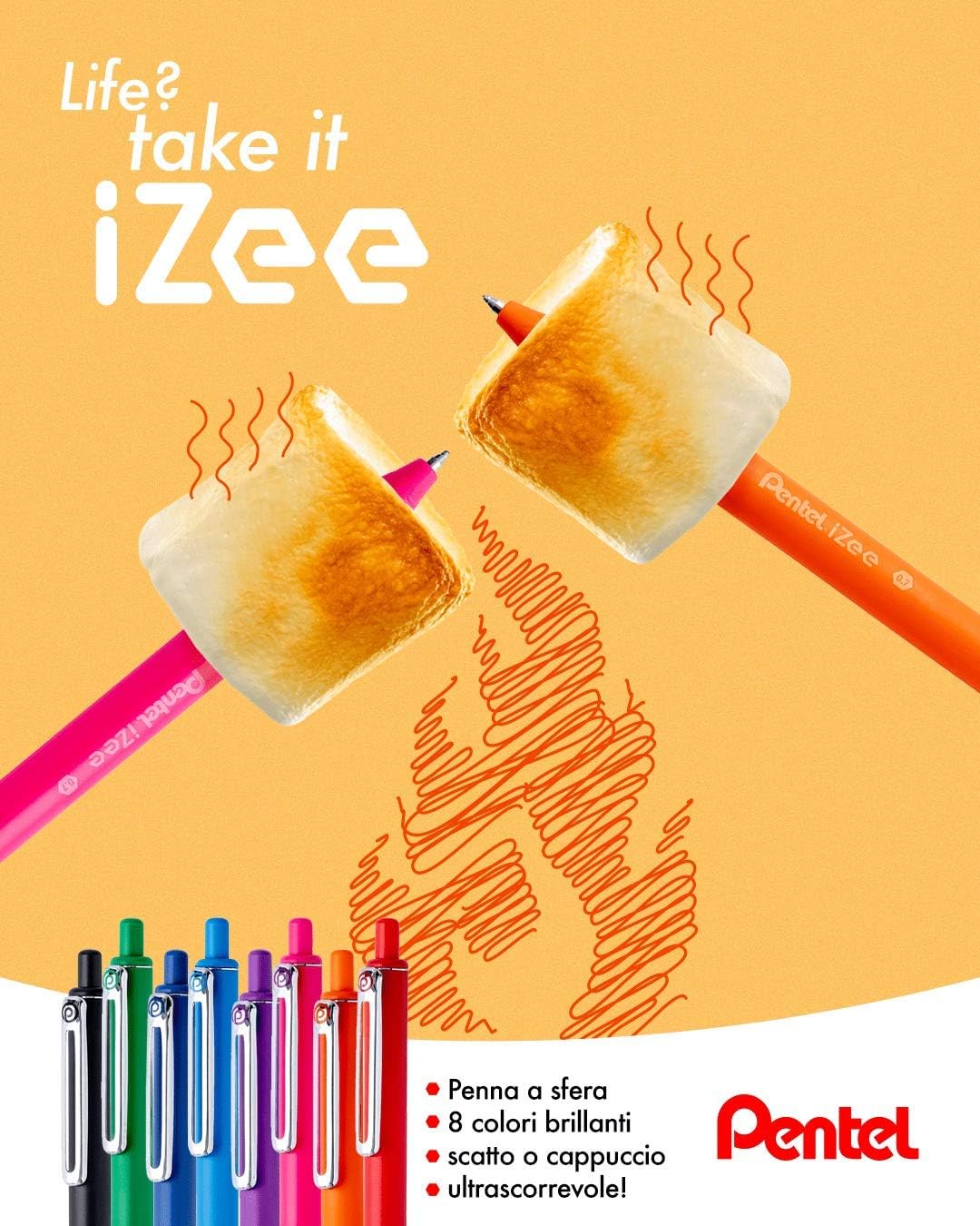Pentel BX467 Ballpoint Pen Izee 0.7 mm Pink, 12 Pieces