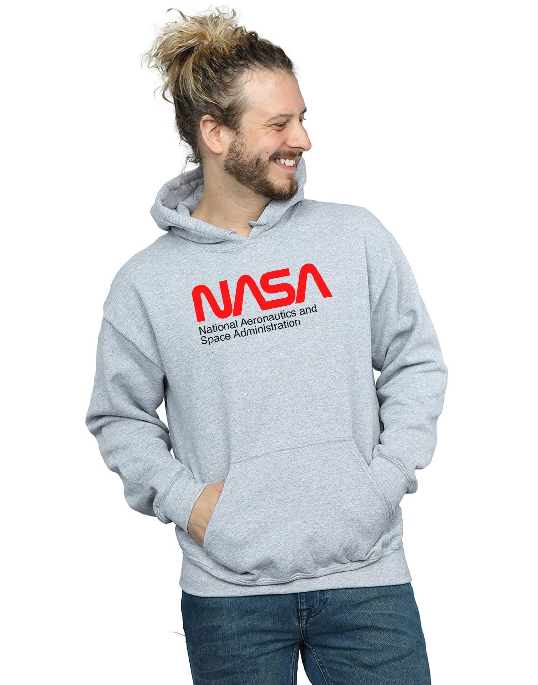 Absolute Cult Men's Sport Grey Nasa Aeronautics And Space Hoodie Small