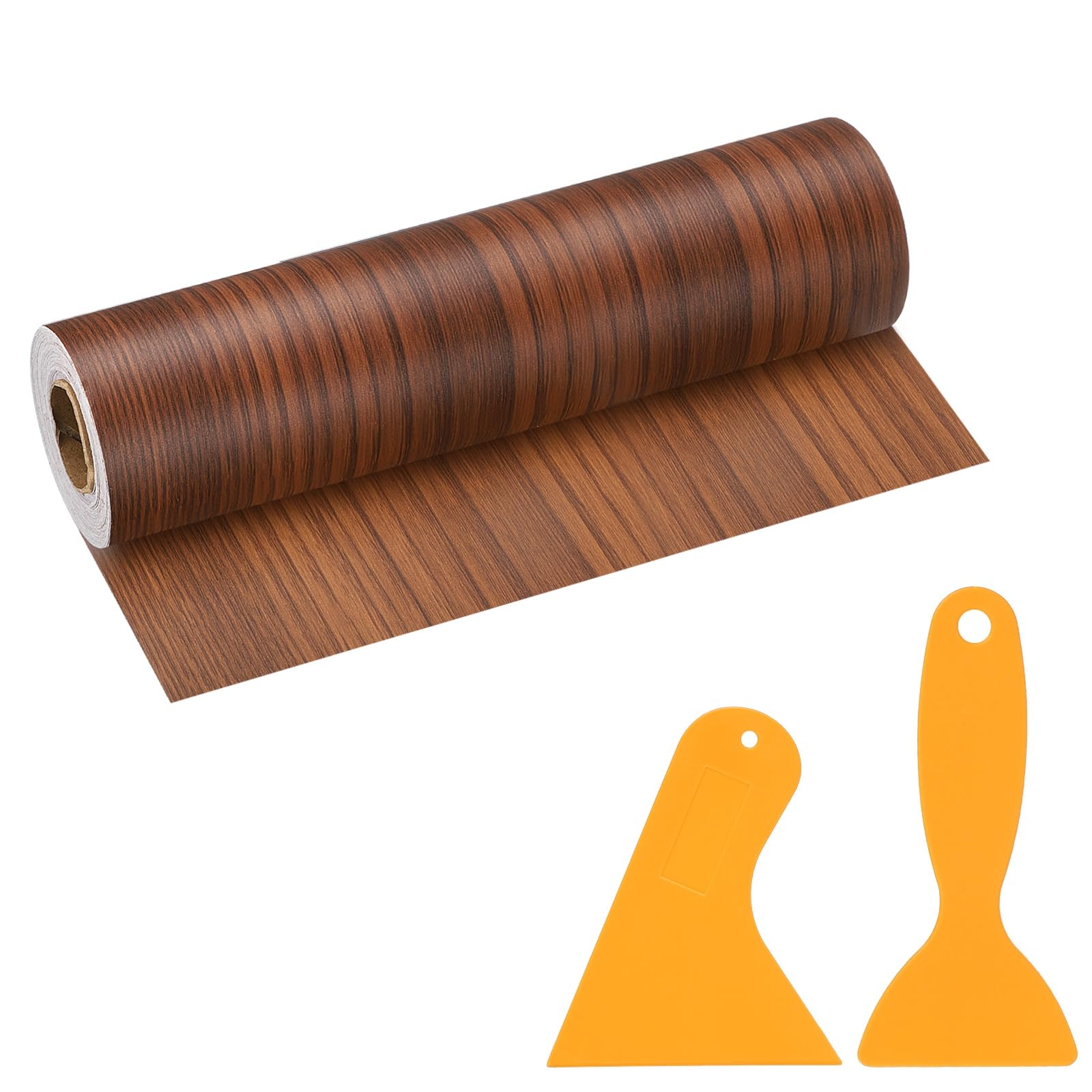 PATIKIL Wood Grain Repair Tape, 8" x 33' Self Adhesive Realistic Wood Tape with Scraper Durable Repair Patch for Furniture Floor Window Door Table DIY Home Decor, Teak
