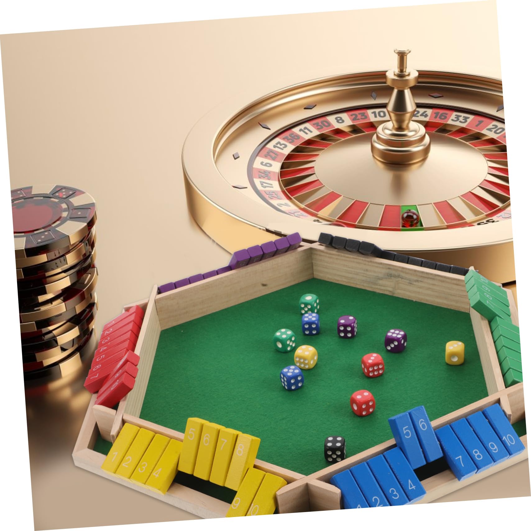 Kisangel Sechsseitiger Klappspieltisch mit Vielseitigen Trinkspielen für Ktv und Riegel für Party Brettspiele und Gesellige Abende