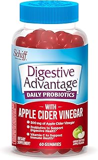 Digestive Advantage Probiotic Gummies with Apple Cider Vinegar for Digestive Health, Daily Probiotics with ACV for Women & Men, Supports Digestive & Immune Health, 60ct Apple Flavor