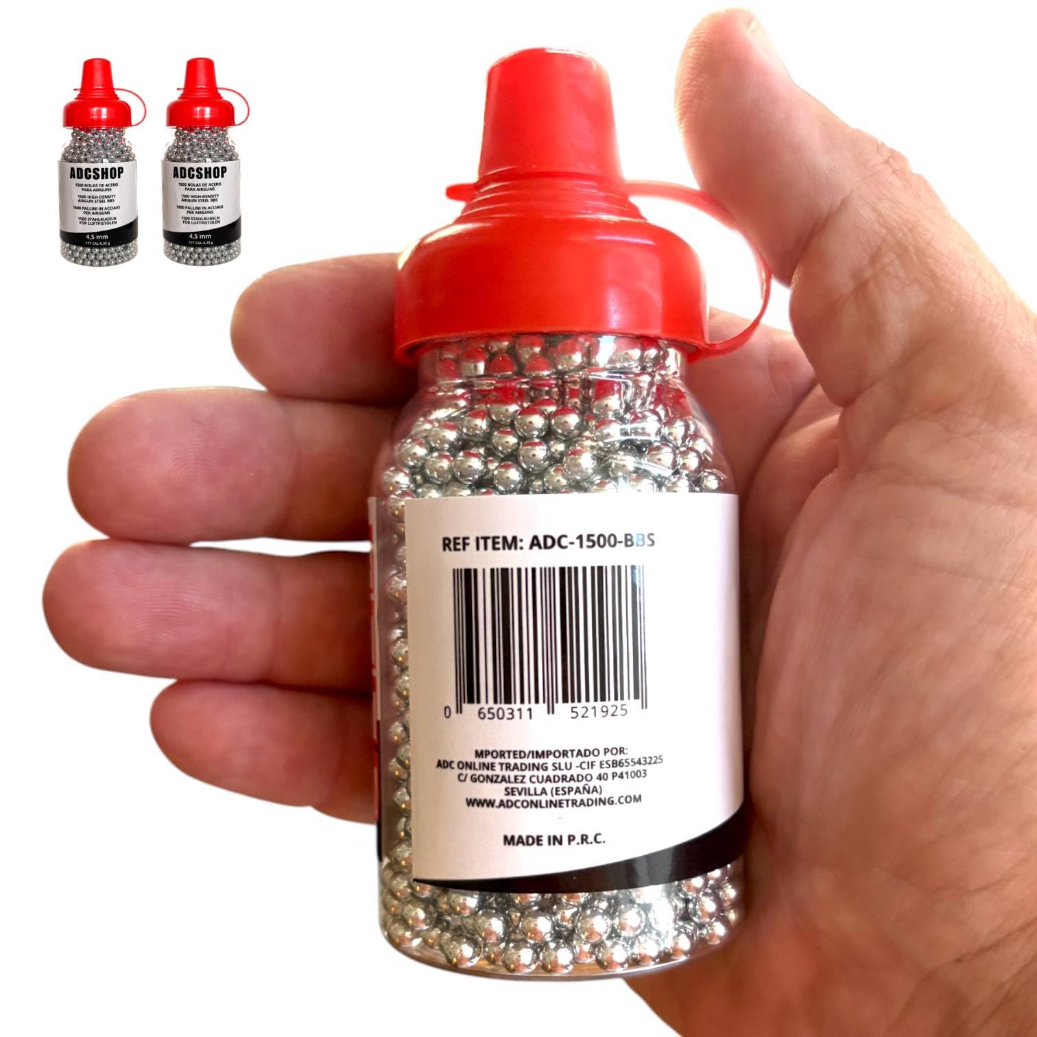3000 Sfere in Acciaio - Steel BBS - in Due biberon Confezione 2 x 1500 sfere in acciaio calibro 4,5 mm - munizioni per pistole a CO2