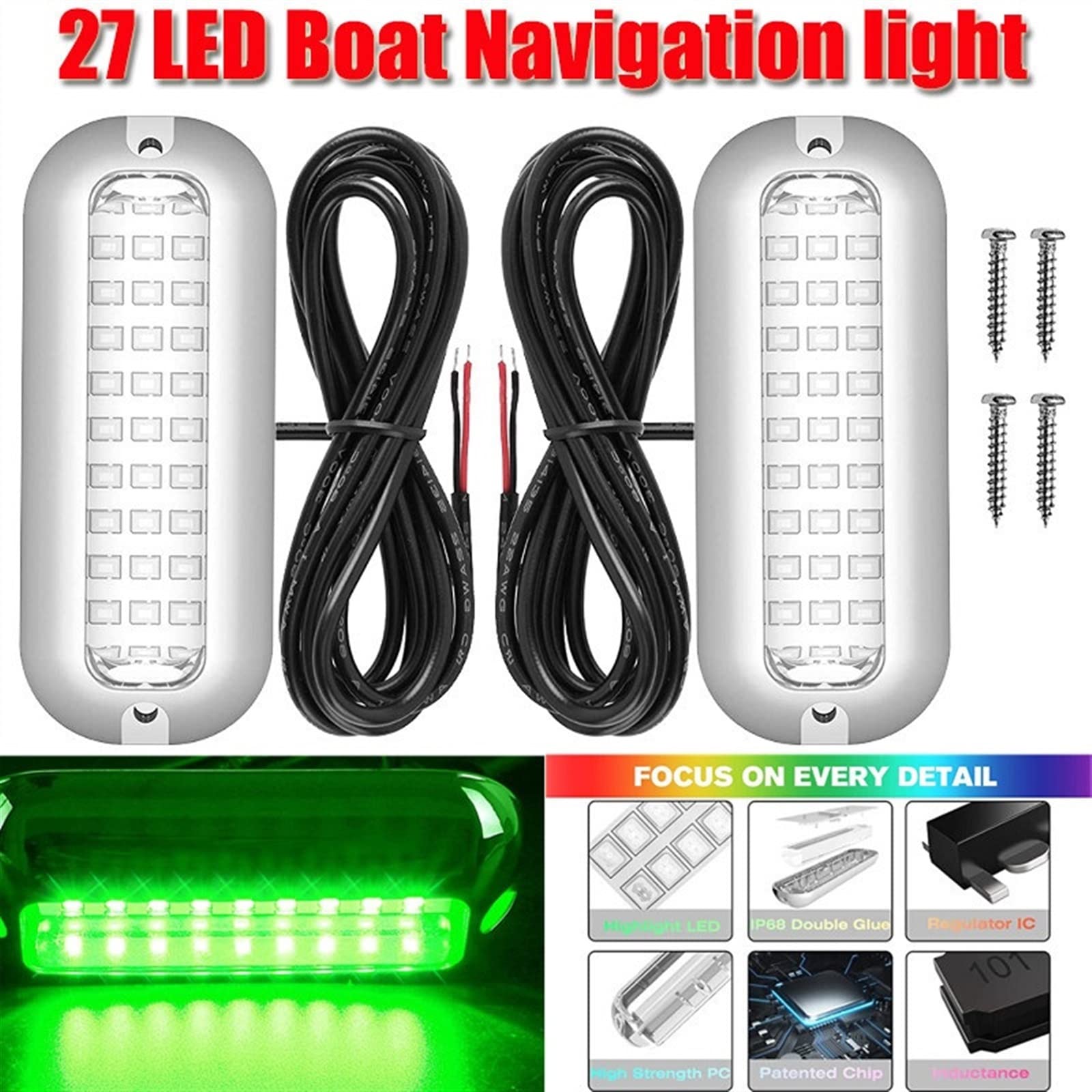 Luz para Piscina Luces de yates de barco submarino impermeable IP68 Luces de espejo marino de pontón de acero inoxidable 27 DIRIGIÓ Iluminación submarina, 3.5 pulgadas Luces Sumergibles ( Color : Rood