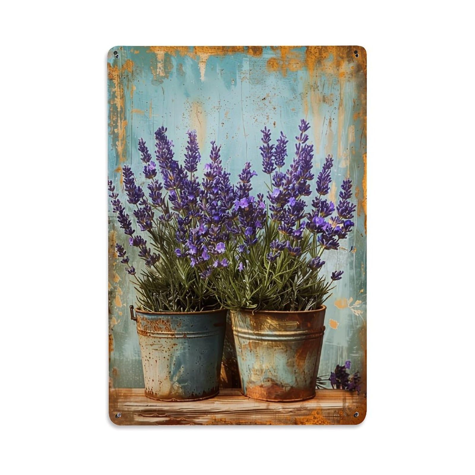 Lavender Rustic Pots Vintage Background Retro Metal Tin Sign, Vintage Decor Art Poster for Bar, Home, Man Cave, Kitchen, Laundry Room Gift 8x12Inch