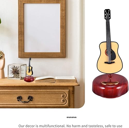 Miniatura 4 de Caja de música de guitarra, figuras de guitarra en miniatura, caja musical clásica de madera con base musical giratoria para el día de San Valentín,