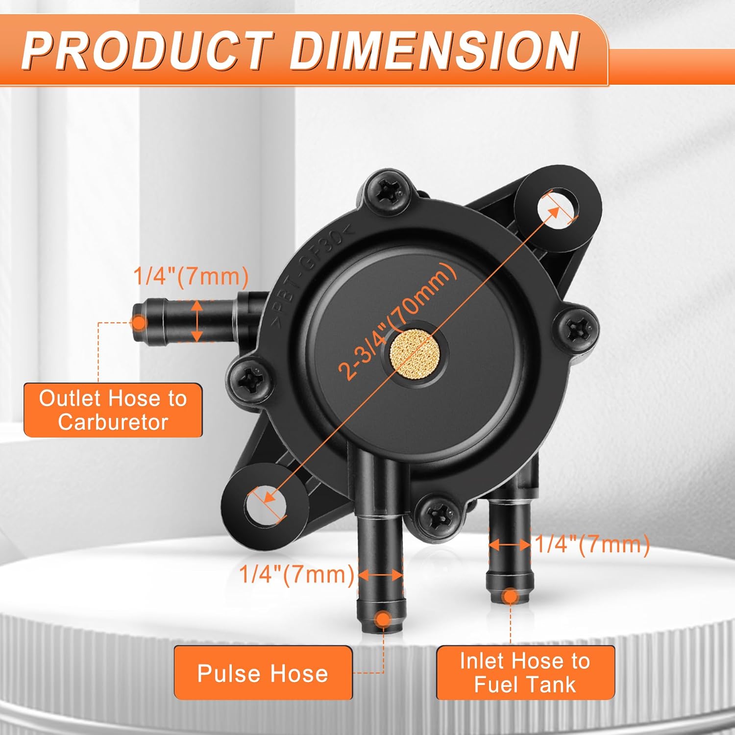 JUSTTOP Fuel Pump with Filter & Oil Hose, Compatible with Kohler 17HP-25HP, Briggs and Stratton, John Deere, Honda, Kawasaki, Yamaha Small Engine Lawn Mower, Replace 808492 808656 - Image 3