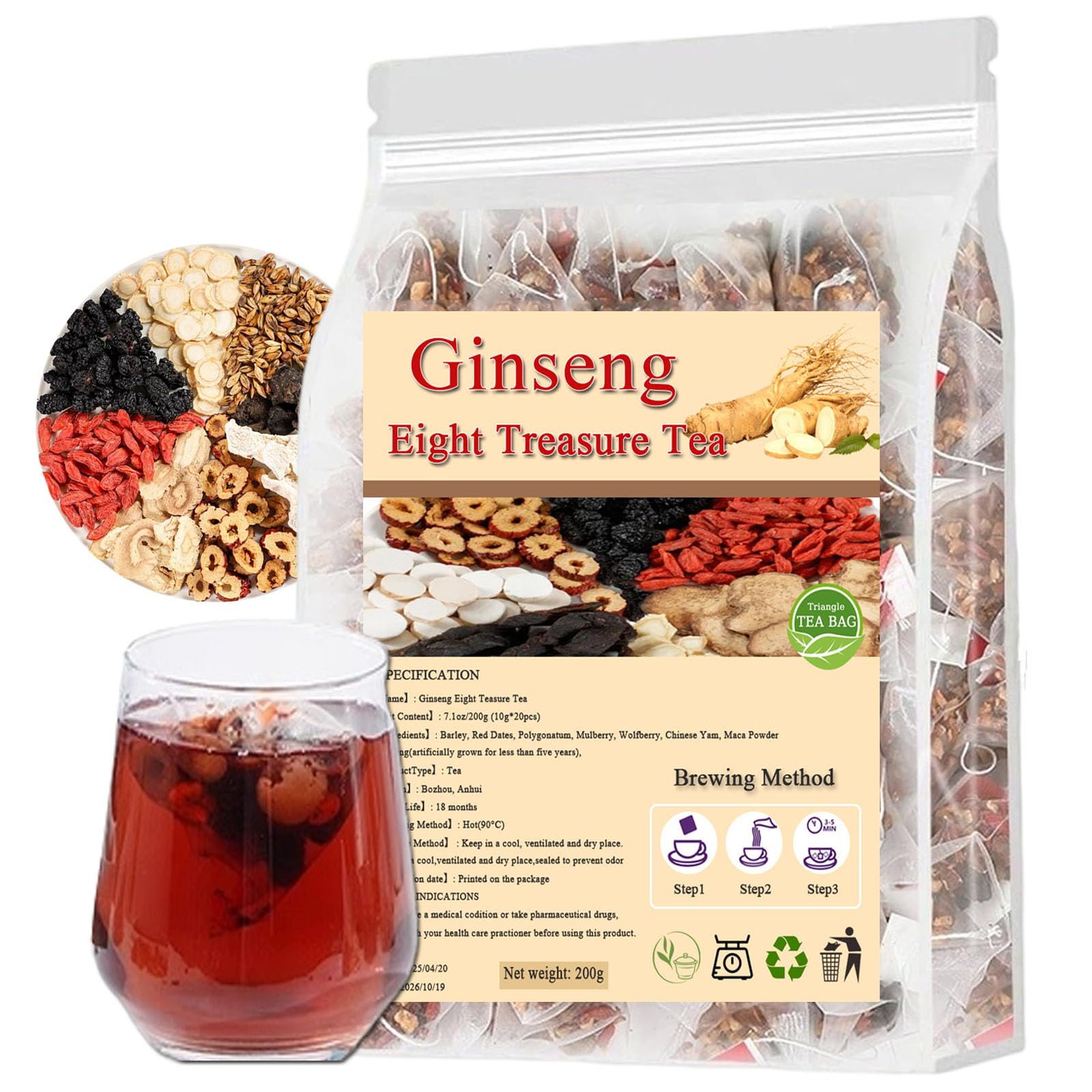 Amazon.com : Ginseng Eight Treasure Tea, Kidney Tea Formula