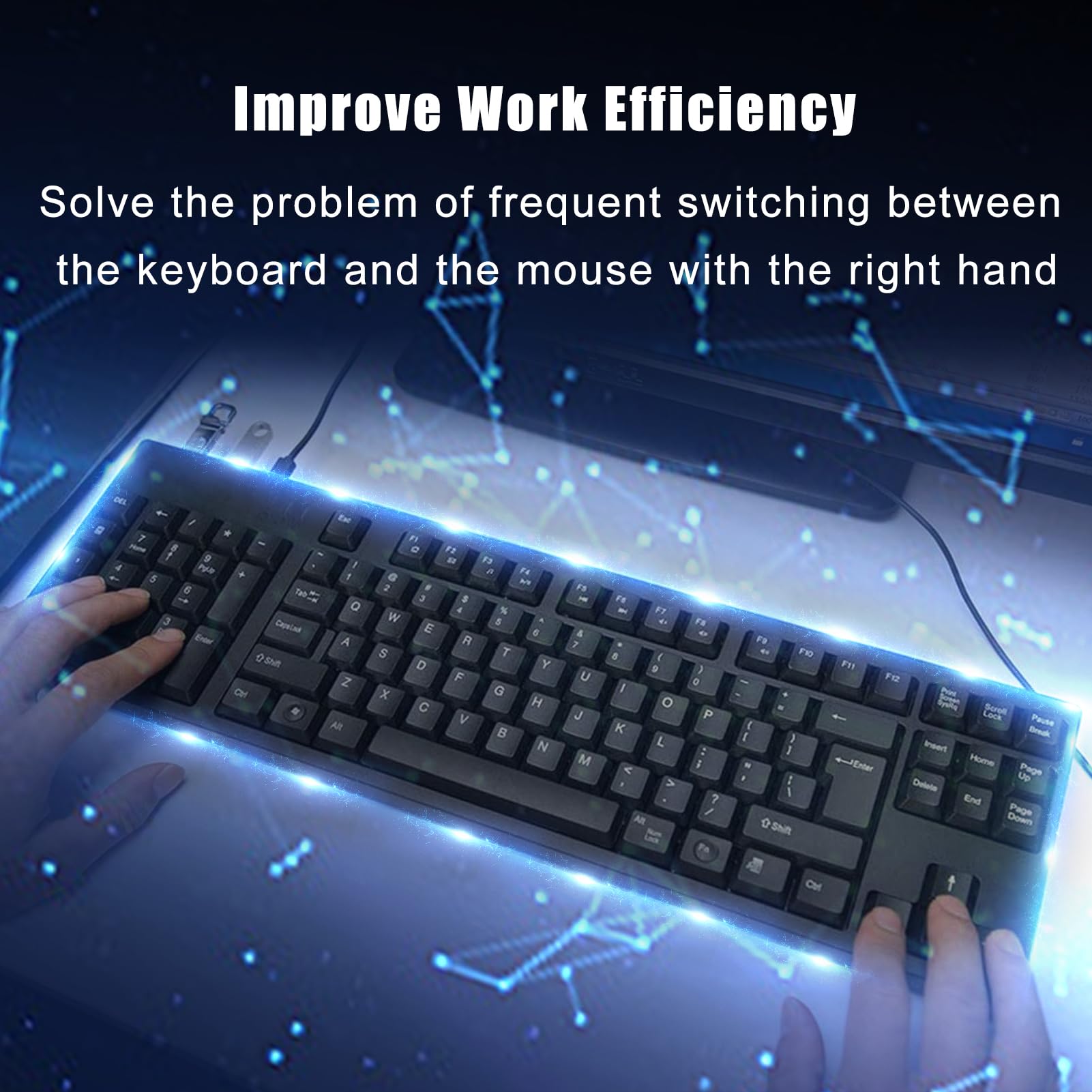 docooler Tastiera ergonomica Tastiera per Mancini Tastiera per Mancini Design ergonomico Tastiera Full-Size Doppia interfaccia USB Migliora l'efficienza lavorativa