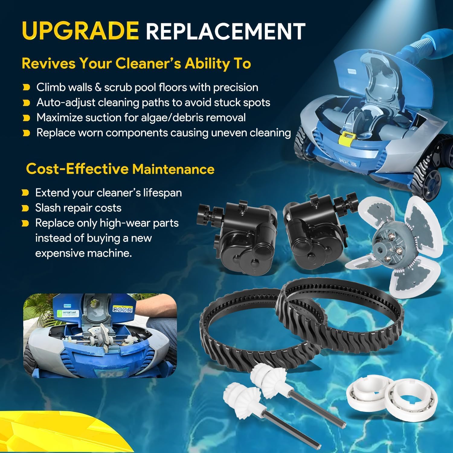 Kit d'entretien complet R0796200 pour nettoyeur de piscine Zodiac Baracuda MX8, MX6, MX8 EL et MX6EL (pièces de rechange), compatible avec R0524900, R0526100, R0527000, R0525100, R0524700 et