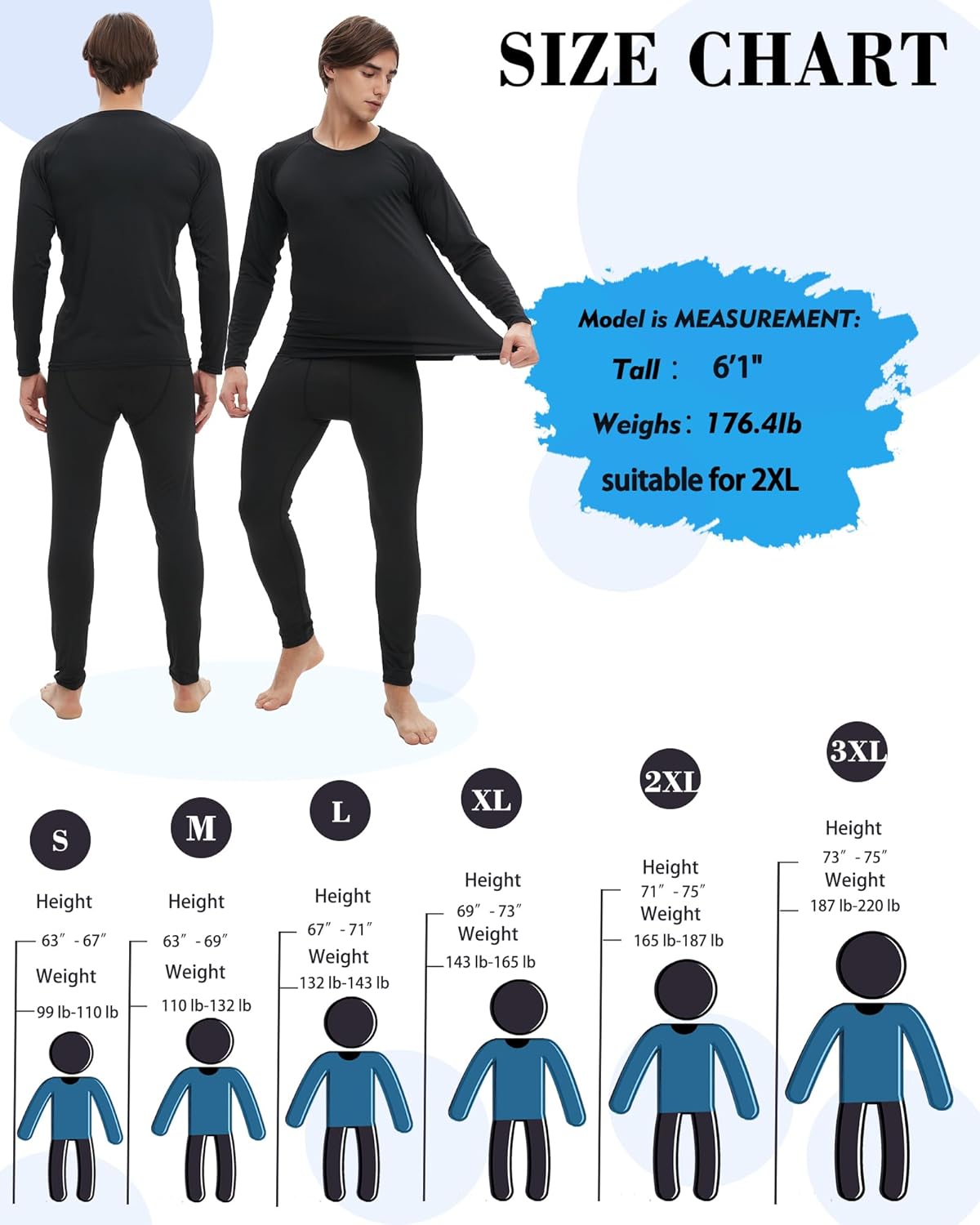 5 Pack Men's Compression Shirt Compression T-Shirt Long Sleeve Cool Dry Athletic Workout Base Layer Undershirt Tops - Image 2