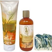 Bath & Body Works Aromatherapy Energy Orange + Ginger Oil Ultimate Hydration Body Cream and Body Wash & Foam Bath with a Zen Garden Bar Soap