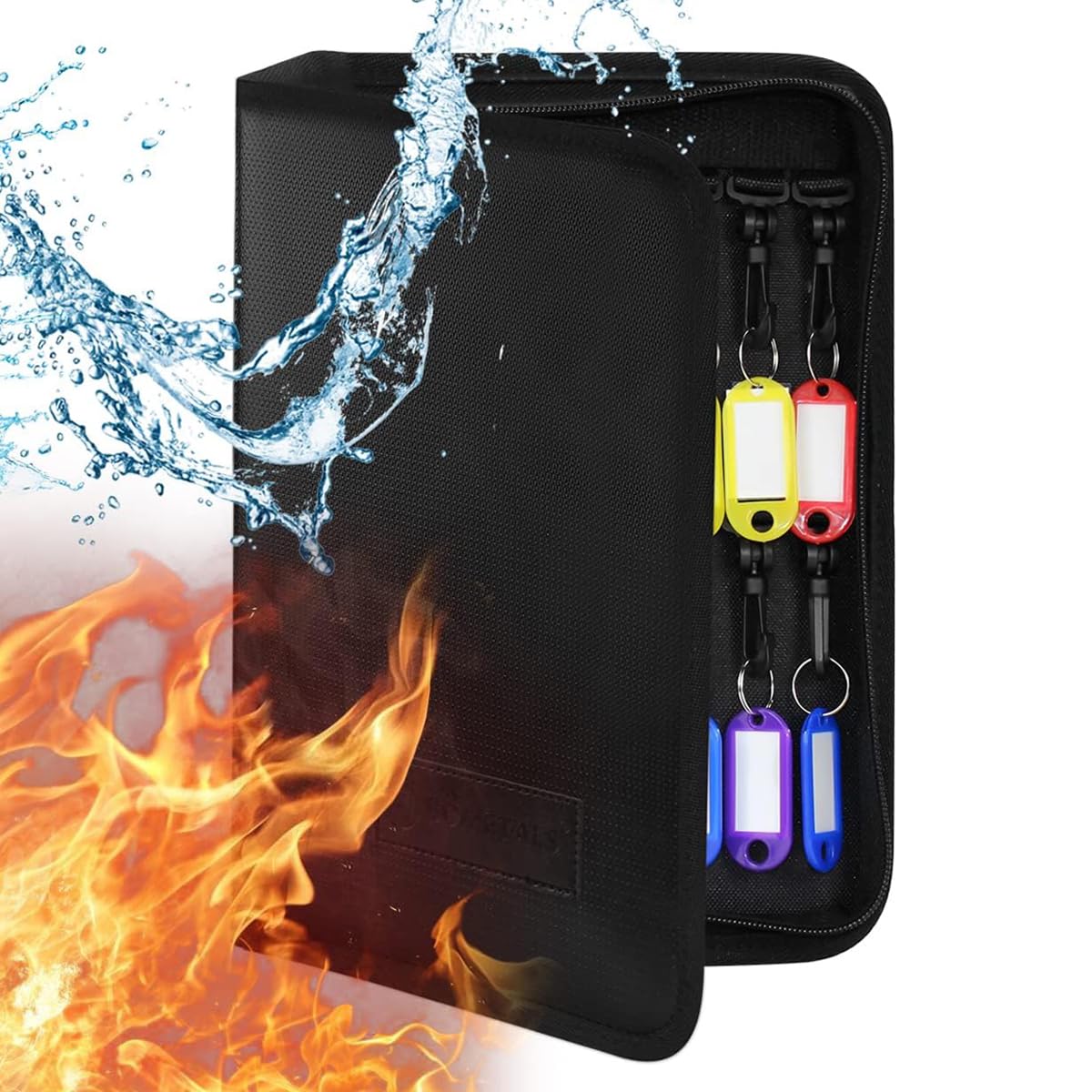 Bdmetals Fireproof and Waterproof Portable Zippered Key Case,12 Key Hooks Key Organizer with Key Tags,Portable Manager Zipper Key Binder for Hotel