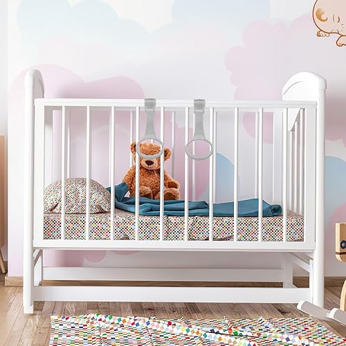 Miniatura 6 de SAFIGLE 2 anillos de dominadas para corralito para bebés: anillos para corral de juegos, asistente de ejercicios de caminar para bebés, corralito y