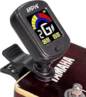 Stimmgerät für Gitarre Wiederaufladbares mit Modi für Gitarre, Ukulele, Violine und Chromatisches Stimmen，Integrierter Wiederaufladbarer Lithium-Batterie, (Typ-C-Kabel nicht enthalten) (Black)