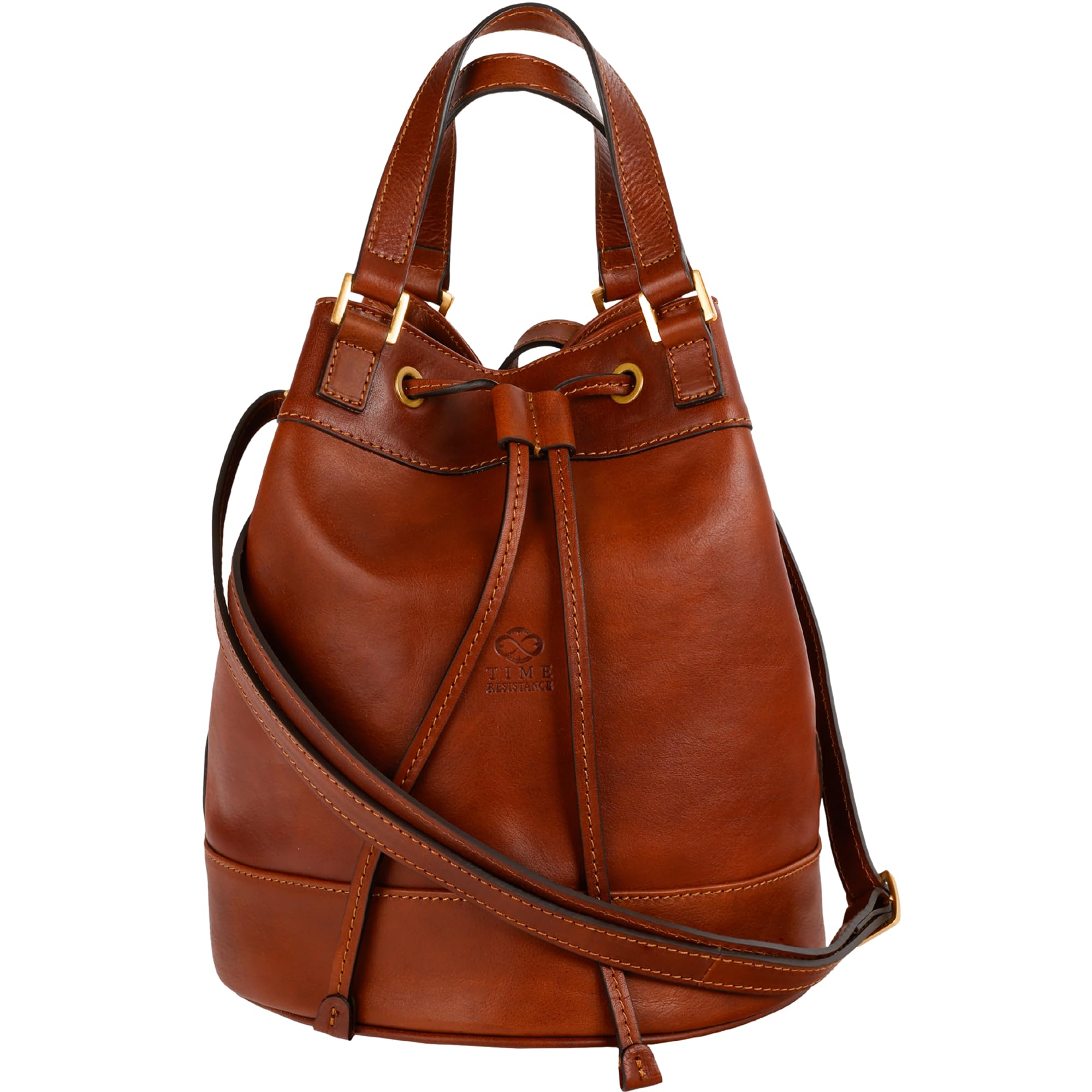 Light Brown Leather Handbag for Women - Handmade Full Grain Italian Leather Bucket Bag - Women's Shoulder Bag - Handbag for Work and Everyday