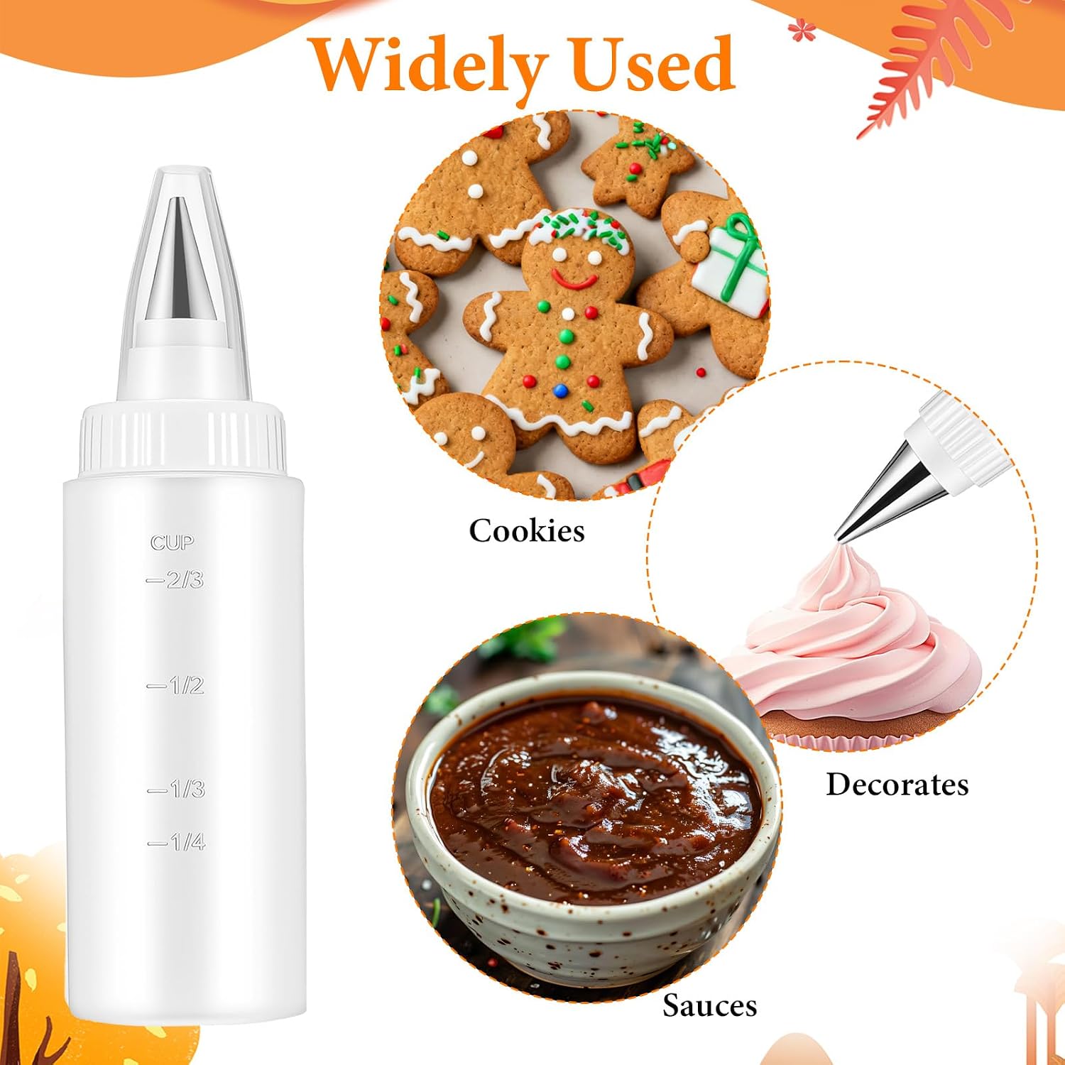 6Pcs Icing Bottles Plastic Squeeze Bottles for Cookie Food Coloring