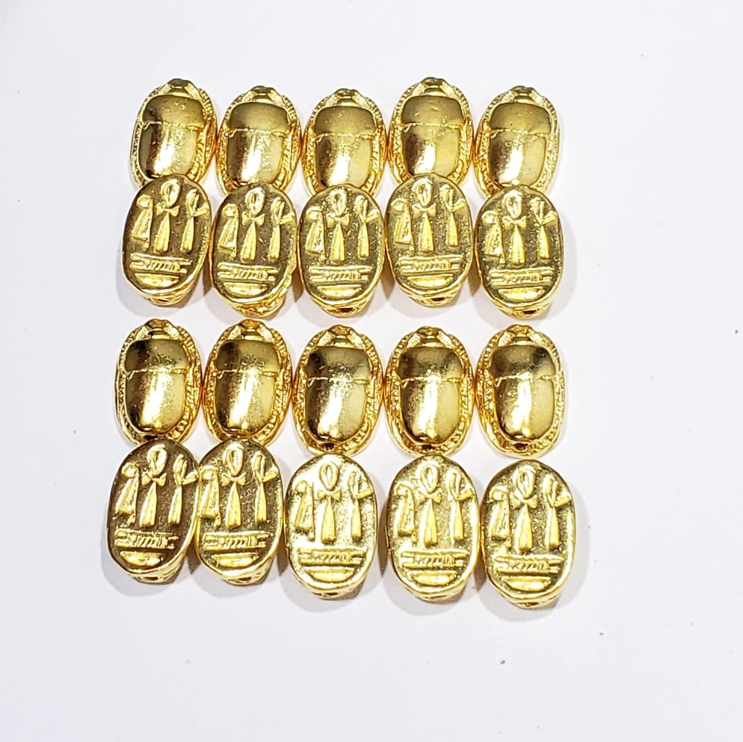 Egyptian Scarab Beads - 20 pcs - Gold Plated