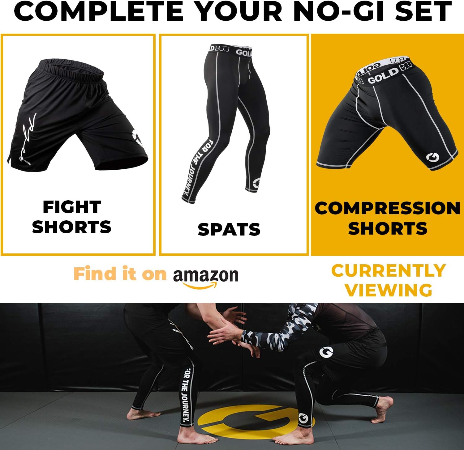 Gold BJJ Jiu Jitsu Compression Shorts - Base Layer for Gi and No-Gi Grappling - Martial Arts Short - Image 6