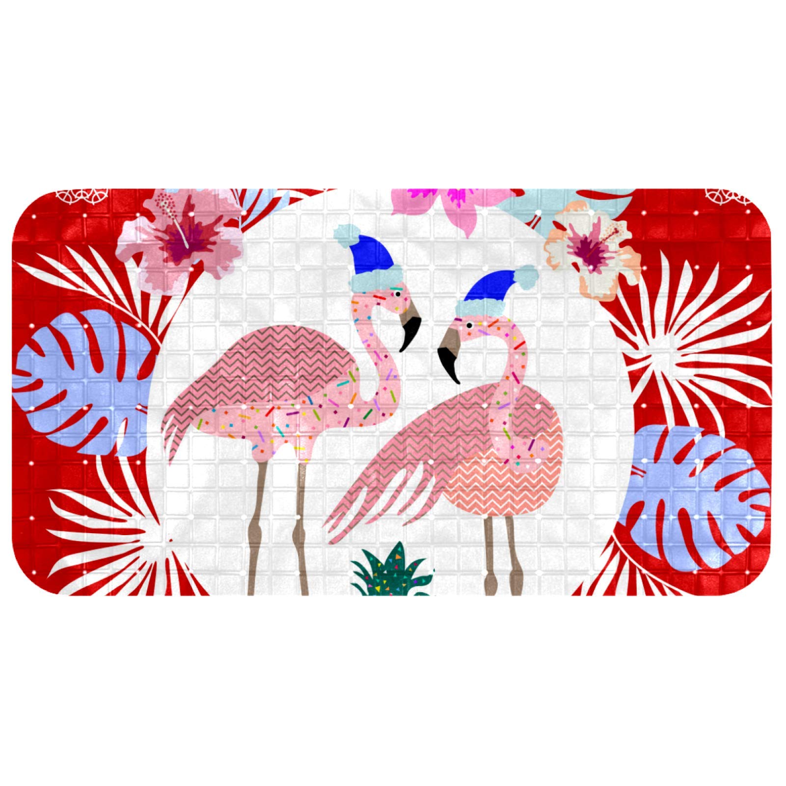 Tapis de bain évacuation eau anti-glissade flamant rose petit format pour douche