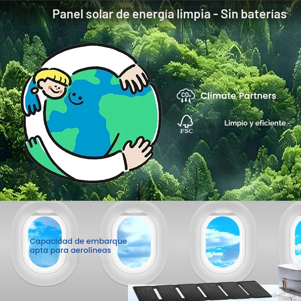 FlexSolar Cargador Solar Portátil 40W USB ETFE Panel Plegable IP67 Impermeable Camping Senderismo