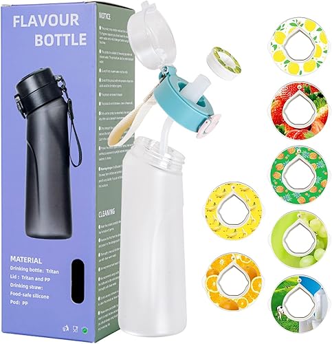 Miniatura 1 de Botella de agua de aire con 7 cápsulas de sabor, juego de iniciación de botella de agua potable de aire de 22.1 onzas líquidas con cápsulas de