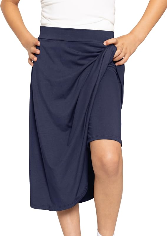 STRETCH IS COMFORT Girl's Midi Length Aline Skirt with Built-in Shorts | Size 4-16