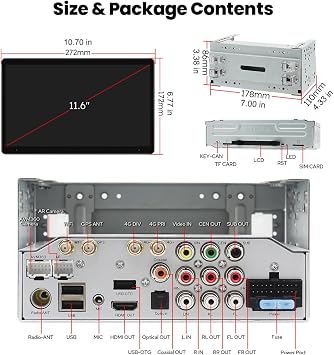 Joying 11.6 Inch Double Din Car Stereo, Car Radio with Apple Carplay & Android Auto, 8GB+128GB Android 13 Head Unit with Mirror Link, AM/FM, Bluetooth, SWC, GPS(JY-UTD11N8)