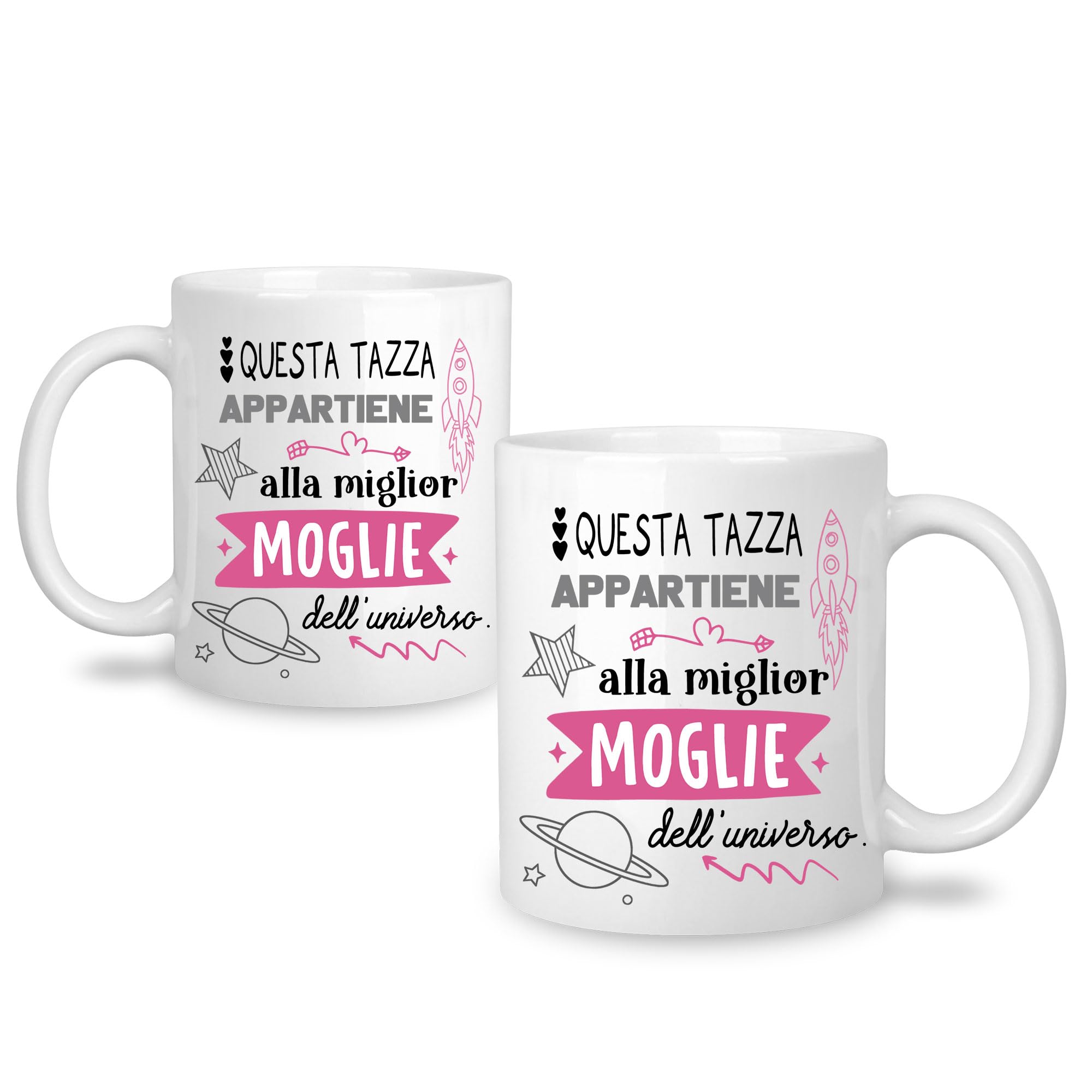 Yufansd Tazza Moglie - aIla Miglior Moglie dell'Universo - Regali per Moglie da Marito Originale Regalo Moglie Compleanno Anniversario San Valentino Natale Mug Ceramica 350 ML (Moglie)
