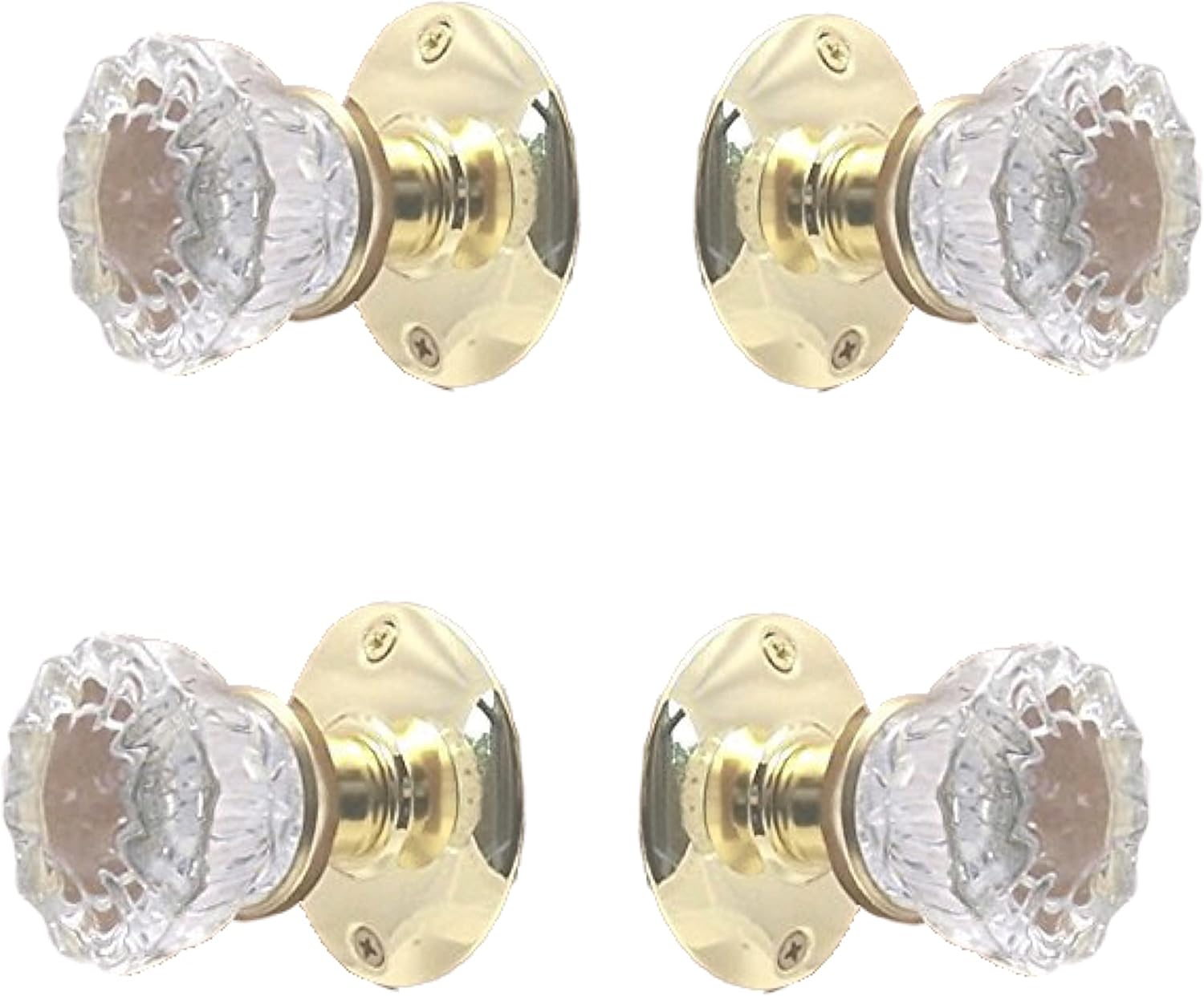 Rousso's Reproductions Glass Knobs (French Double Door Set) (Polished Brass)