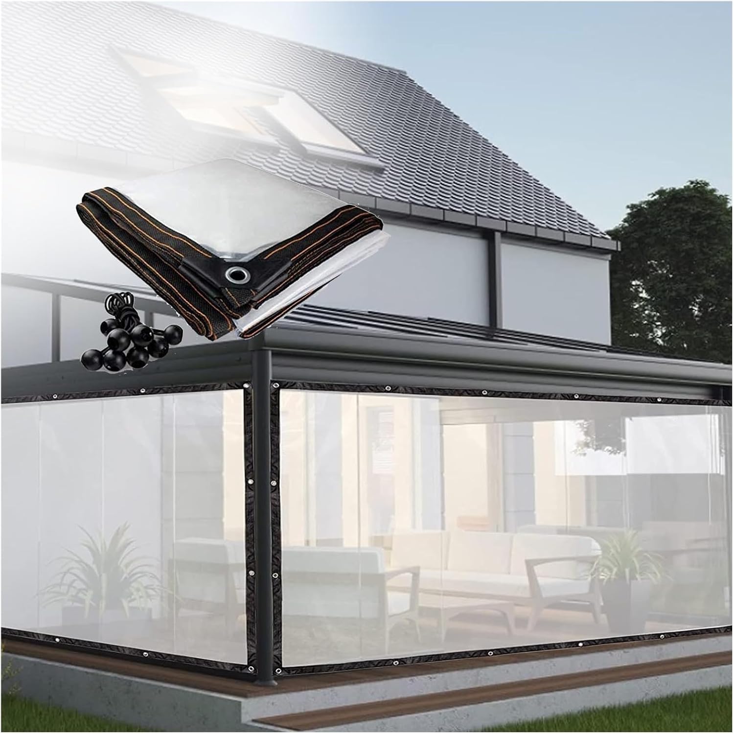 Outdoor Tarpaulin Curtain, Transparent Waterproof PE