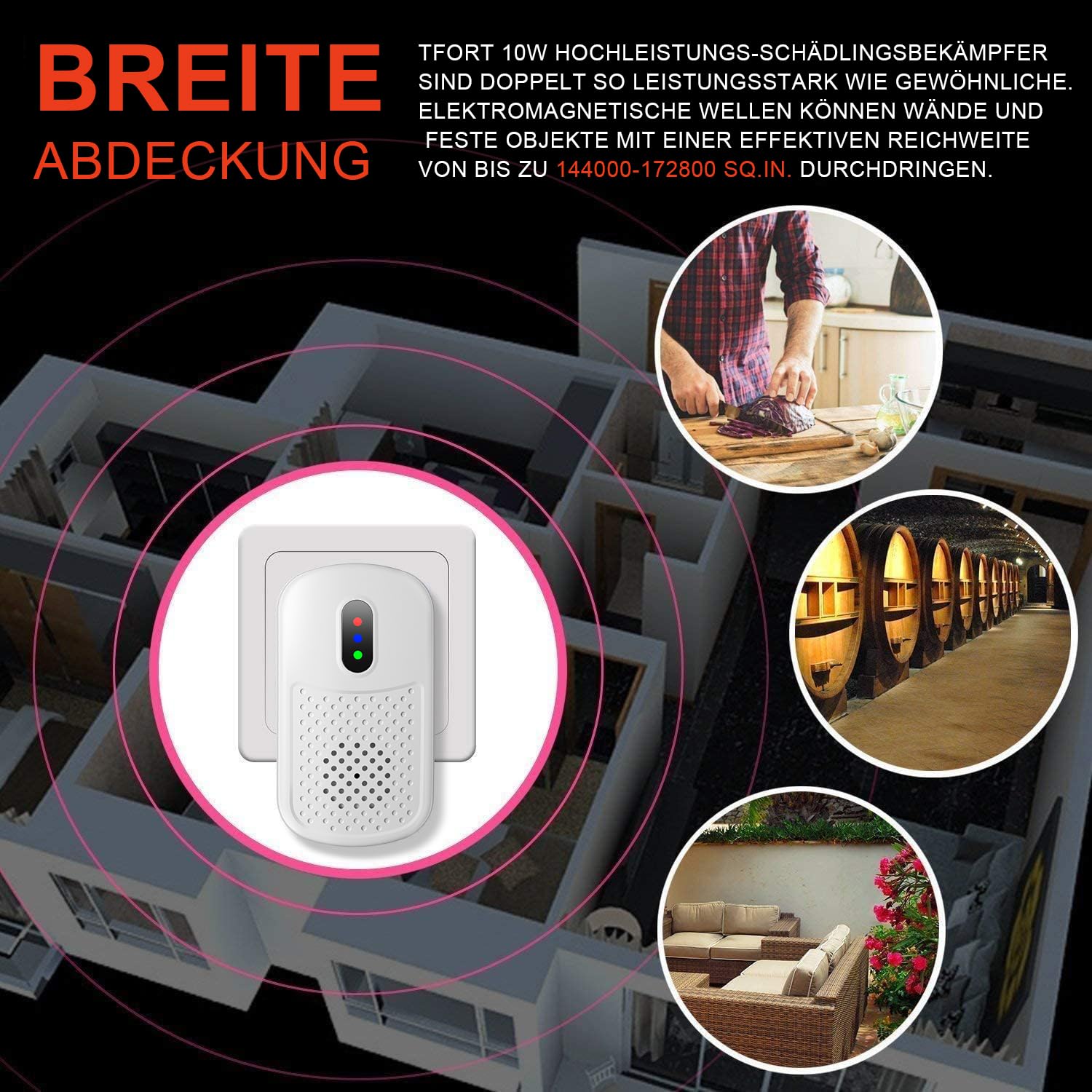 Ultraschall Mäuseabwehr Mäusevertreiber Mäuseschreck - Dual-Frequenz Schädlingsbekämpfer gegen Ratten, Kakerlaken, Insekten | ABS (Weiß)