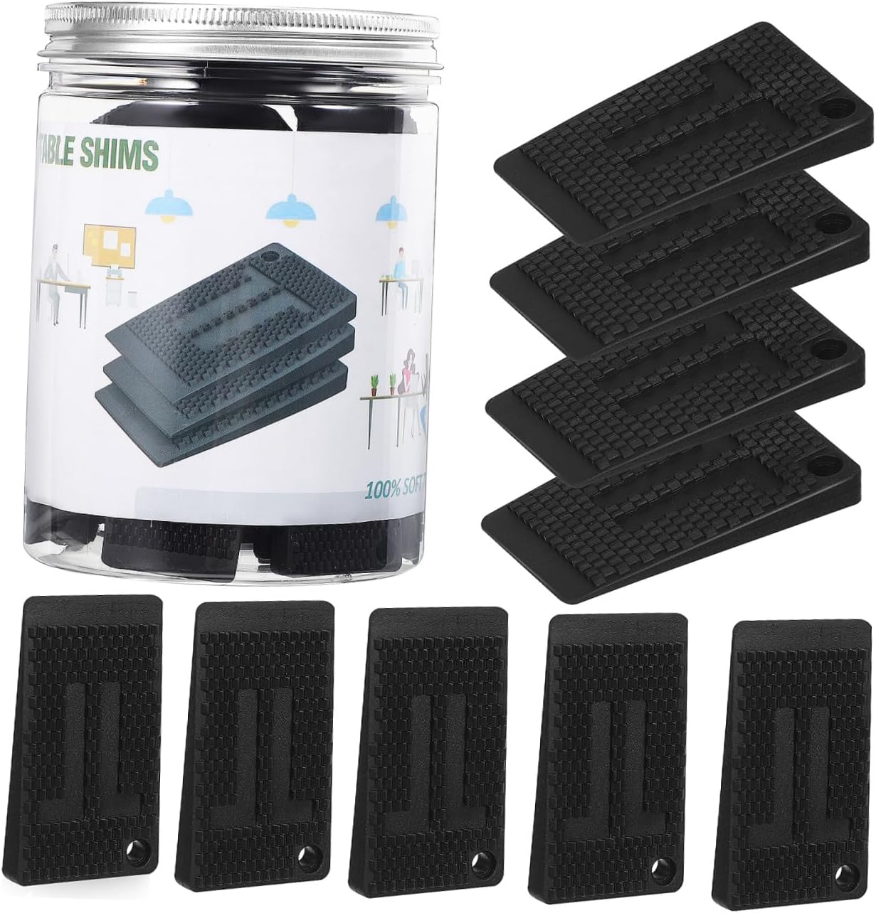 Cabilock 40pcs Plastic Furniture Leveling Shims Adjustable Table Stabilizers for Uneven Surfaces Sturdy Leveling Feet for Chairs Cabinets and Desks