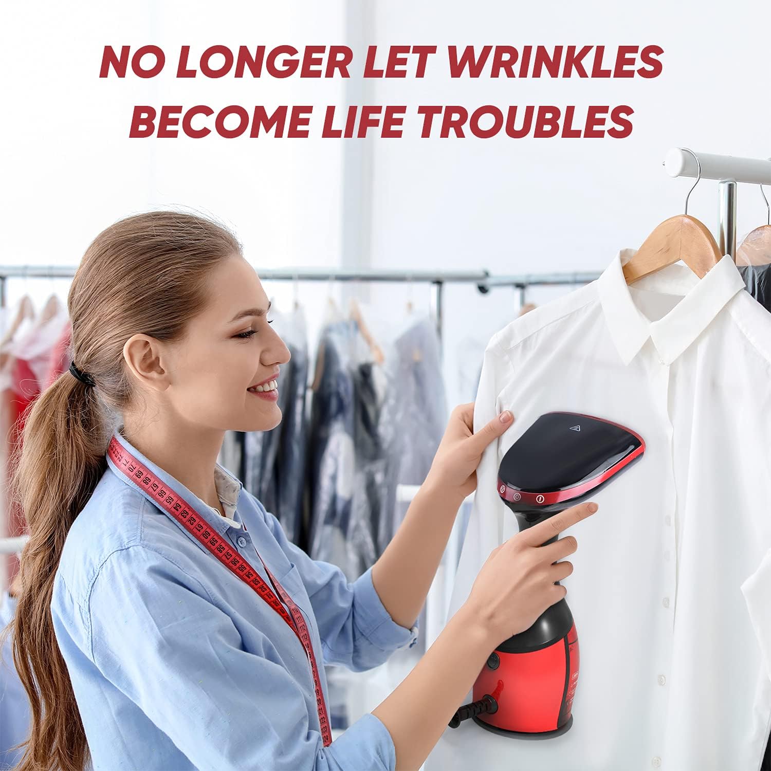 Handheld Clothes Steamer | 2-in-1 Fabric Wrinkle Remover - Travel & Portable Garment Steamer, 300ml Water Tank, 30s Heat-up, 15 mins Continuous Steam