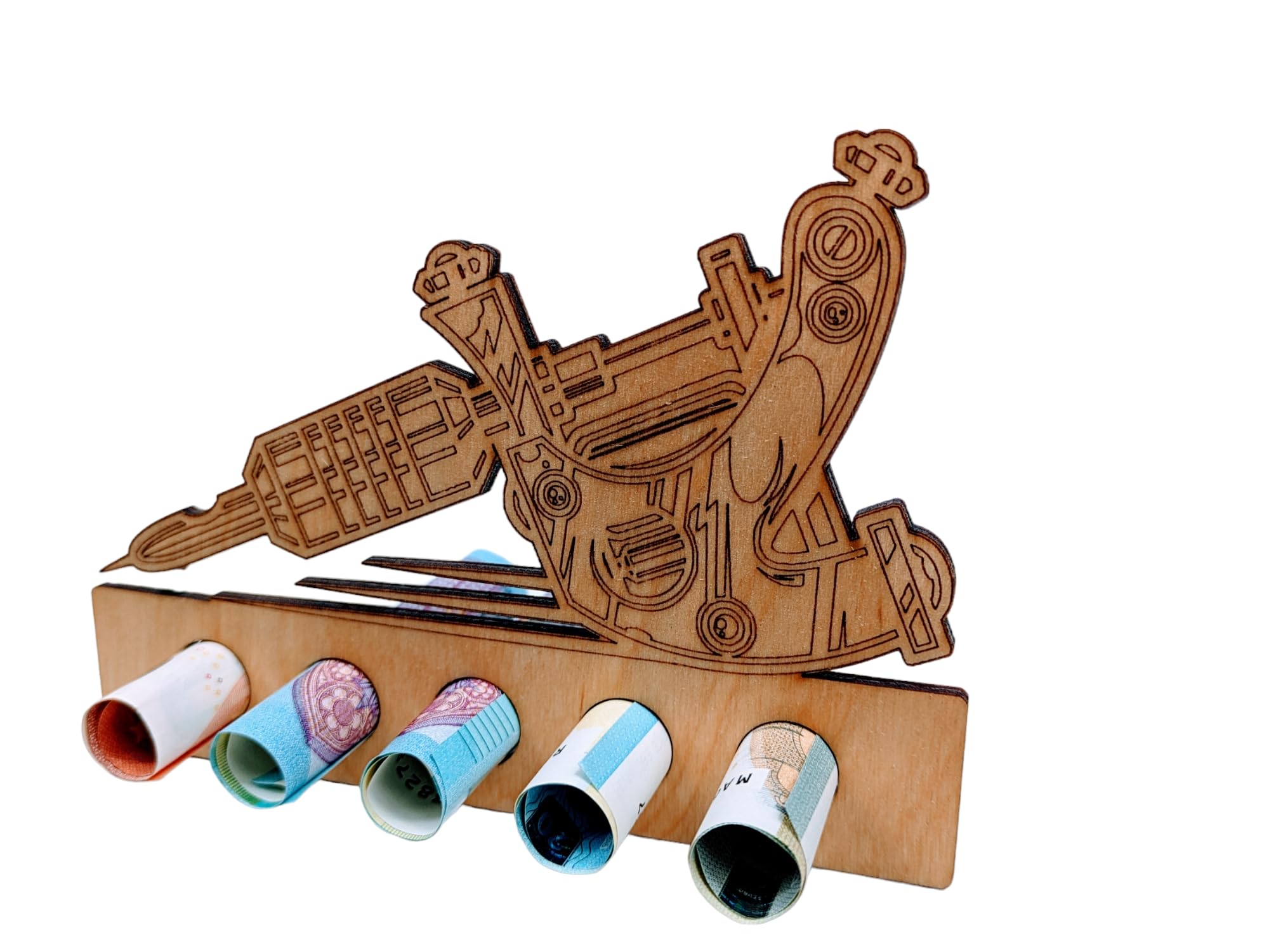 Verpakking voor geldgeschenken, tattoo, tegoedbon, geldgeschenk, verpakking, hout, tatoeage, geldcadeau met reageerbuisjes, voor dames en heren, tattoo- liefhebbers