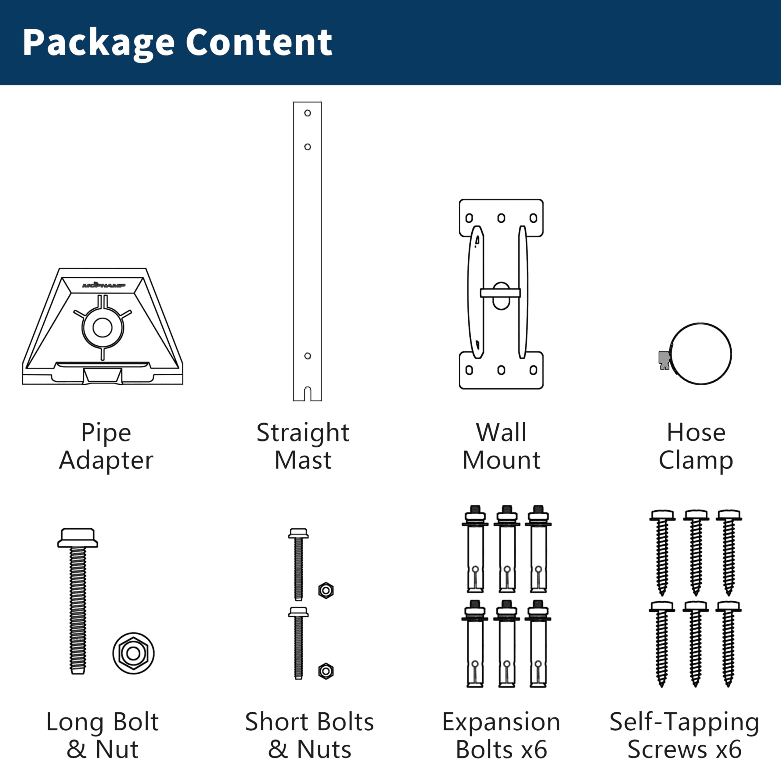 Kit di montaggio su tetto in acciaio inossidabile con angolazione regolabile per parabola Starlink Standard (Gen 3) | Adattatore per tubo inclinato di 20° e asta dritta inclusi