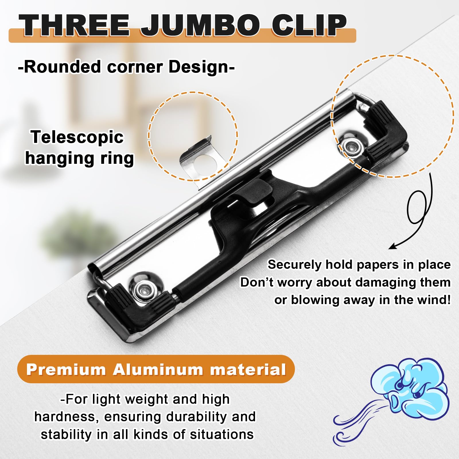 Tenceur Klemmbrett mit drei Clips, 28,9 x 43,2 cm, robust, extra groß, horizontales Klemmbrett, 28,9 x 43,2 cm, Zeichen-Klemmbrett für Schule, Büro, Zuhause, Studenten, Lehrer, Zubehör (Aluminium), 2
