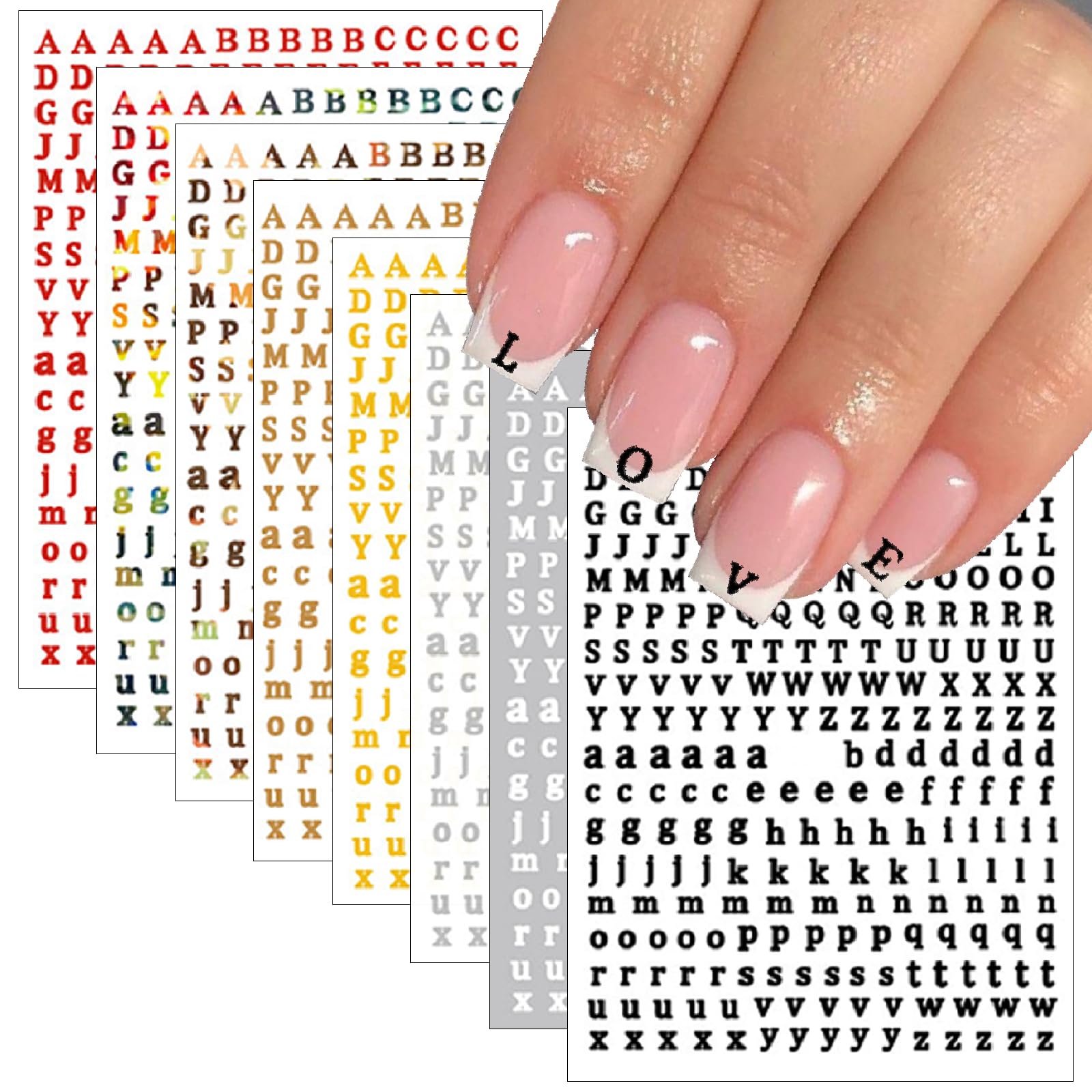 Amazon.com: 8Sheets Letter Nail Art Stickers 3D Self-Adhesive